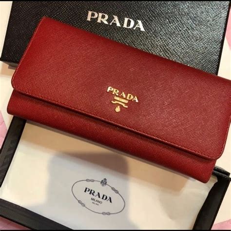 prada continental wallet red|Prada wallet red inside.